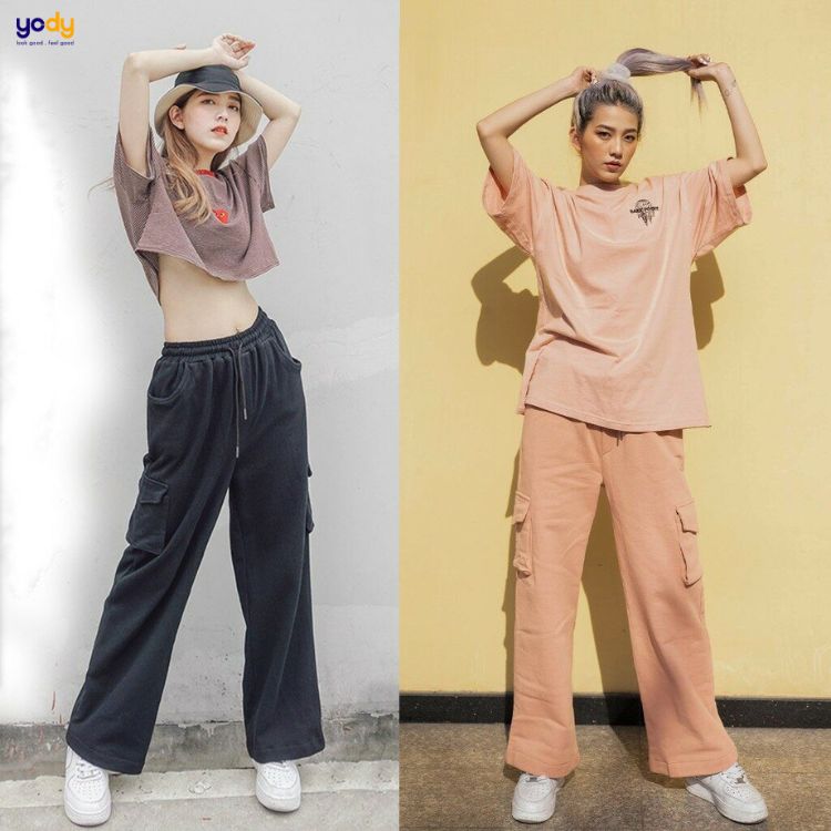 Mix match áo croptop với quần cargo pants