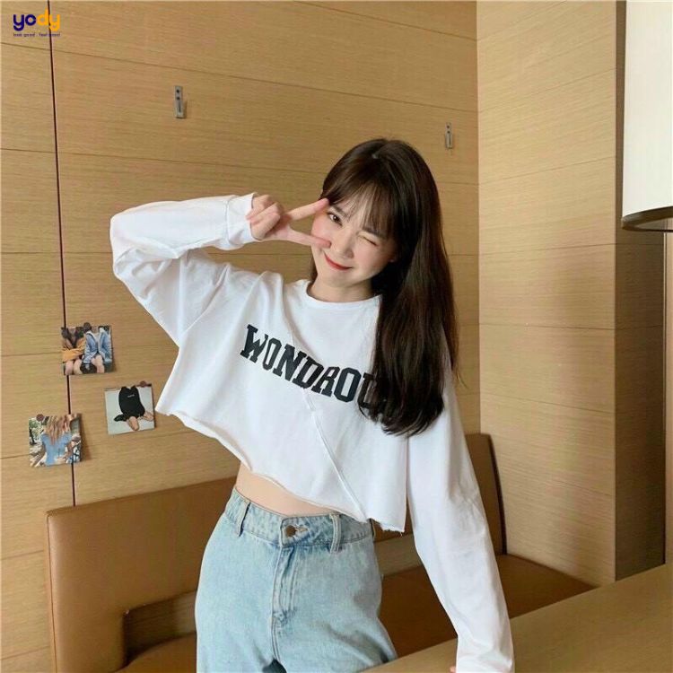 Áo croptop rộng tay dài 