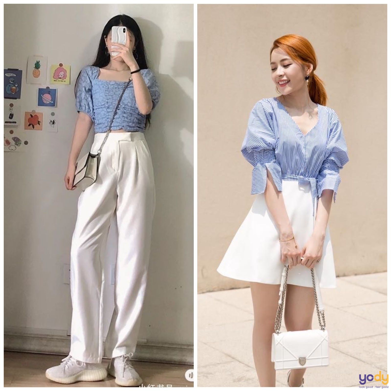áo xanh dương mặc với quần màu gì