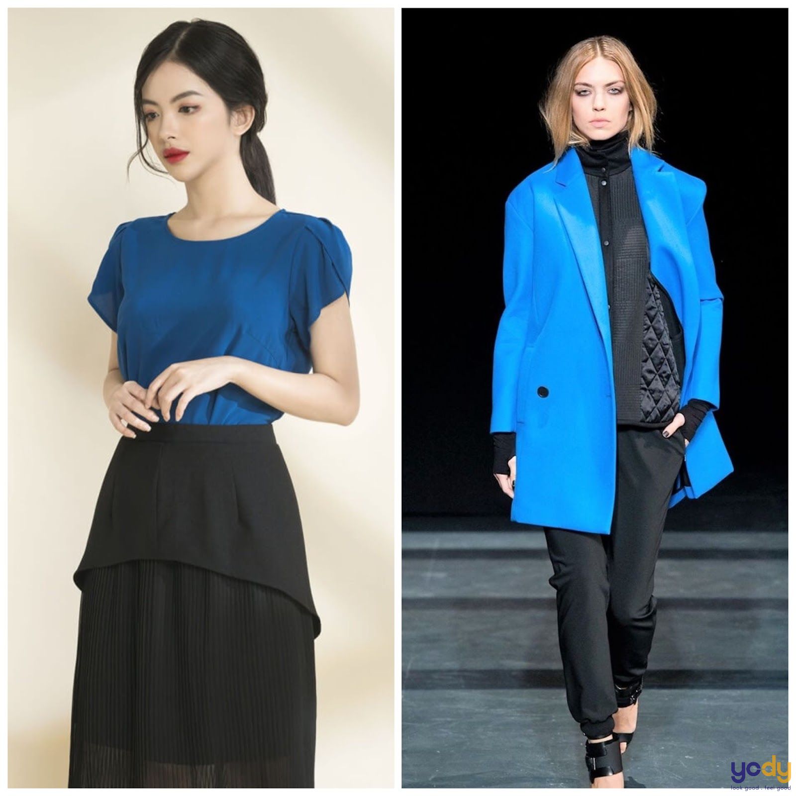 áo màu xanh dương kết hợp với quần màu gì
