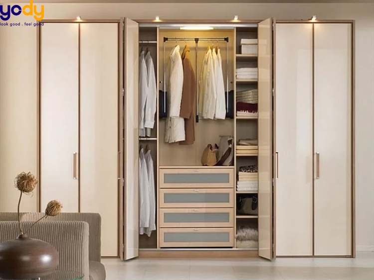Cách tiết kiệm diện tích tủ quần áo