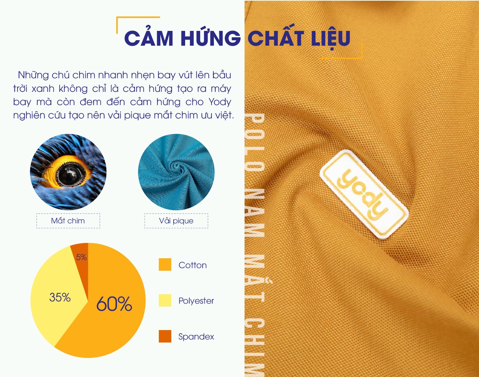 Pique Mắt Chim ứng dụng trong áo Polo, hoạt động thoải mái