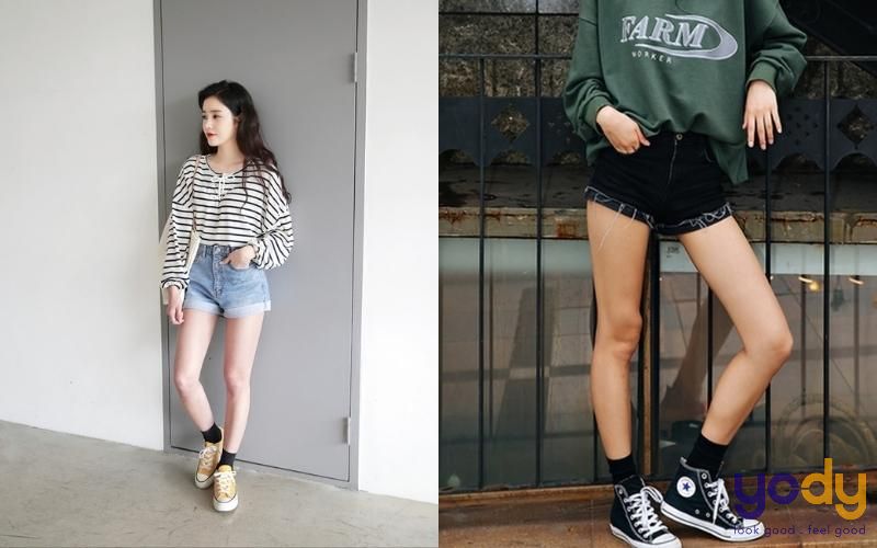 phối đồ với giày converse nữ