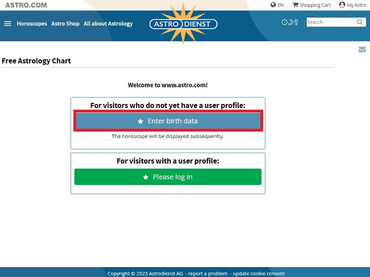 Ấn vào Enter birth data