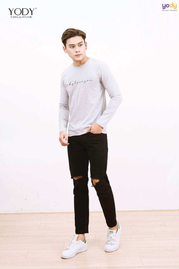 phối đồ với áo thun tay dài nam
