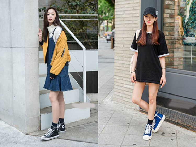 phối đồ với giày converse nữ