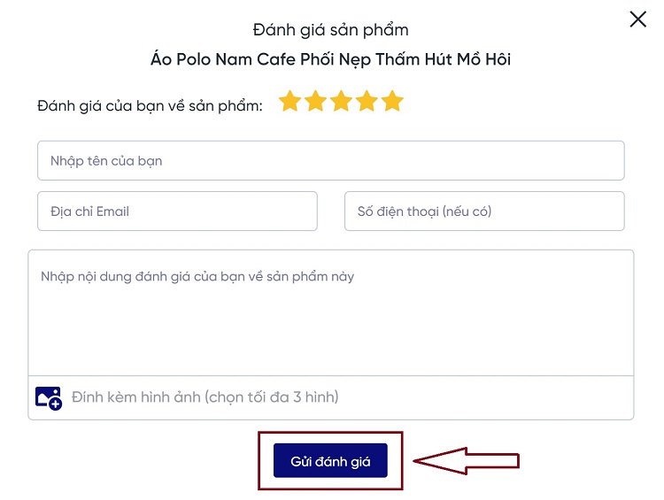 gửi đánh giá sản phẩm