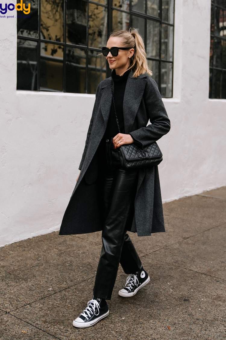 phối quần âu với giày converse