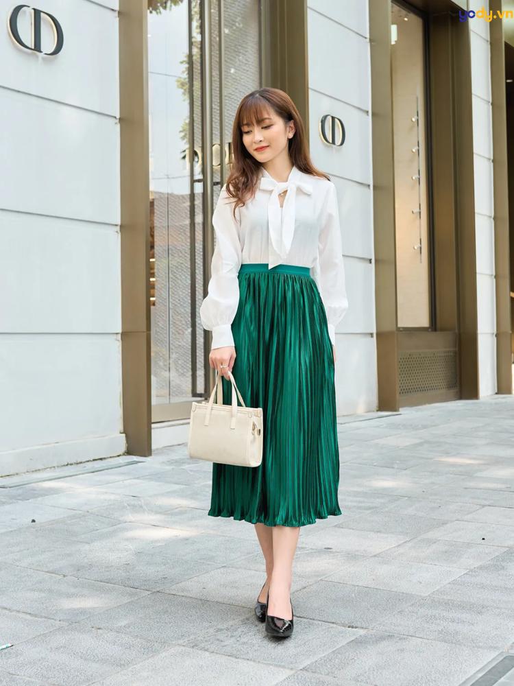 phối chân váy áo sơ mi