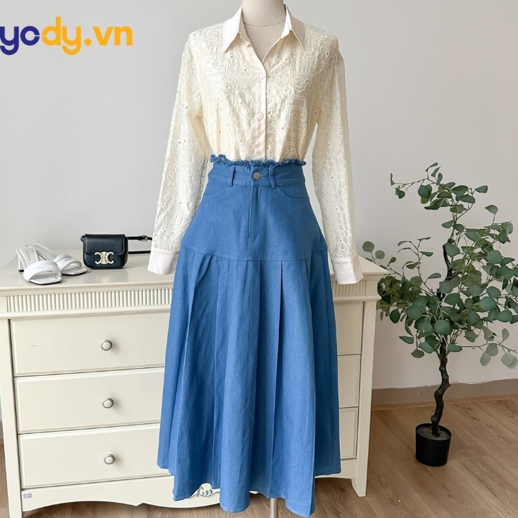 chân váy jean hàng hiệu