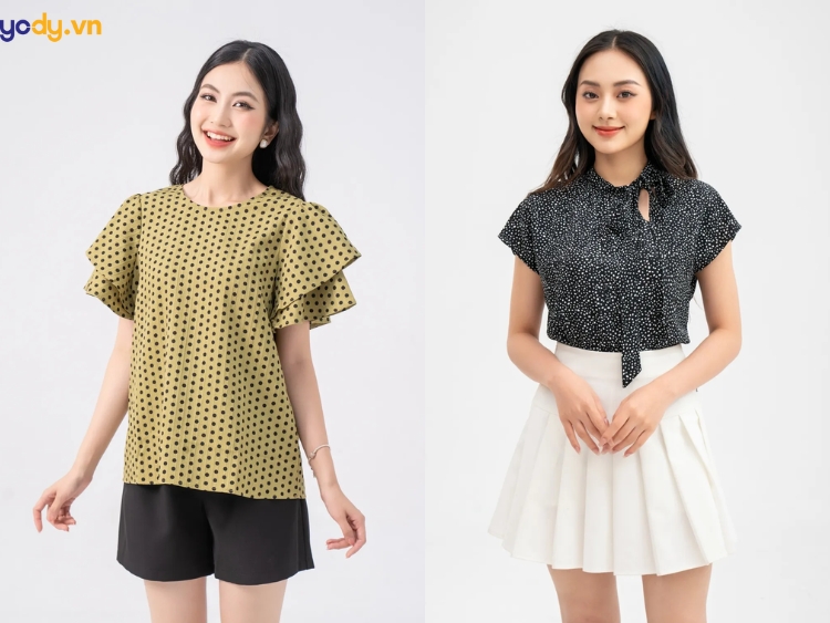 phối đồ với áo sơ mi họa tiết nữ