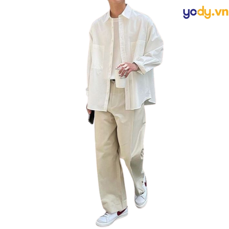phối đồ áo sơ mi trắng nam