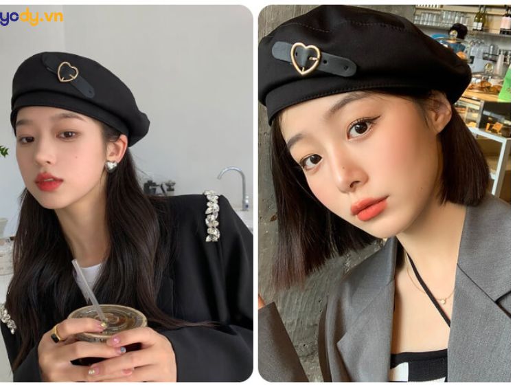phối đồ với mũ beret nữ
