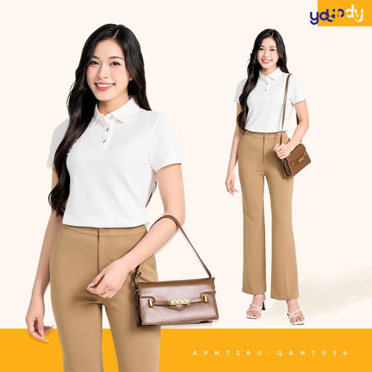 Mẫu quần tây nữ lưng cao đi học 