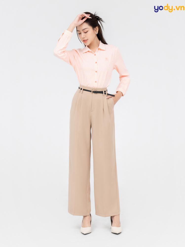 Mẫu quần tây nữ lưng cao đi học 