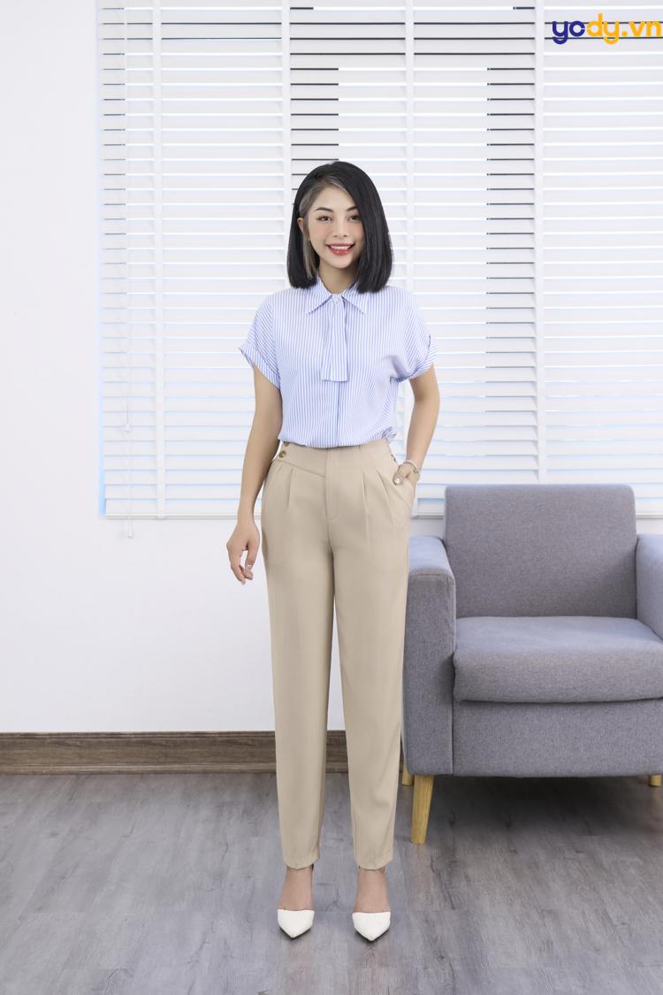 Mẫu quần tây nữ lưng cao đi học 
