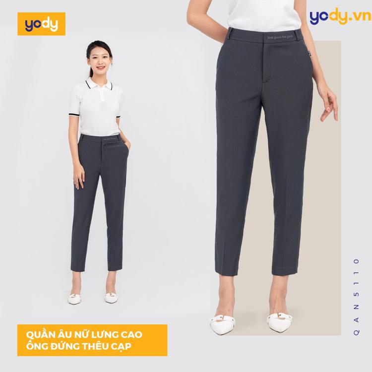 Mẫu quần tây nữ lưng cao đi học 