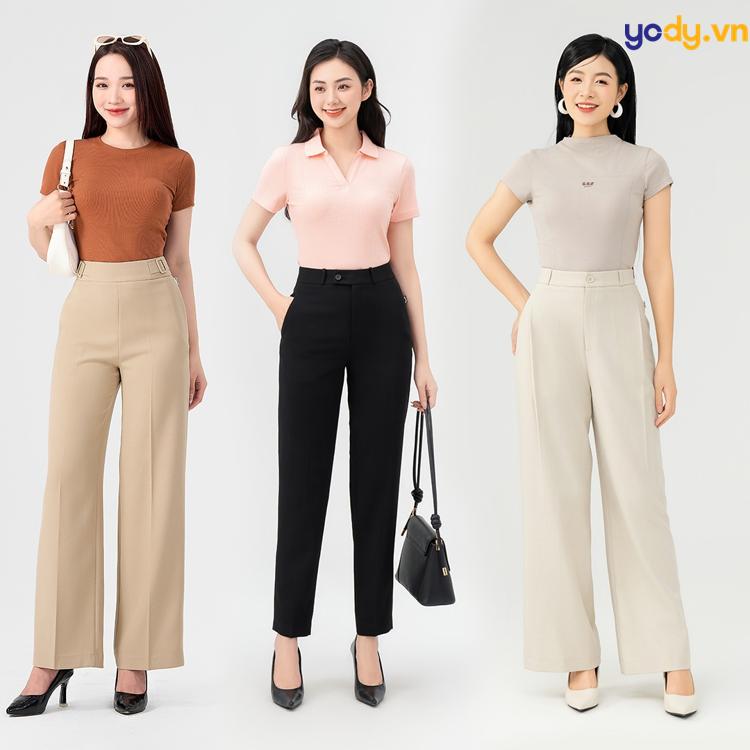 Mẫu quần tây nữ lưng cao đi học 