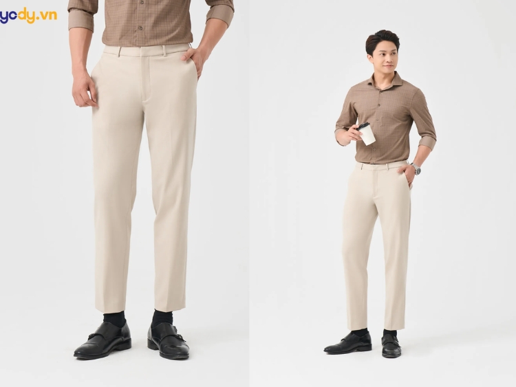 cách phối quần âu màu be