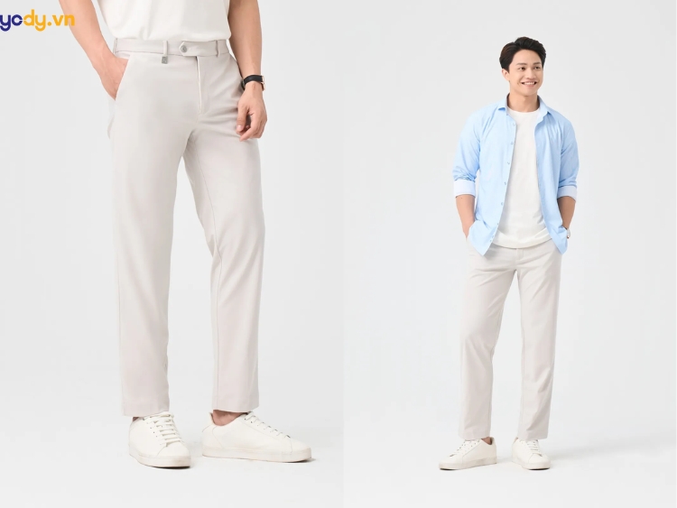 cách phối quần âu màu be