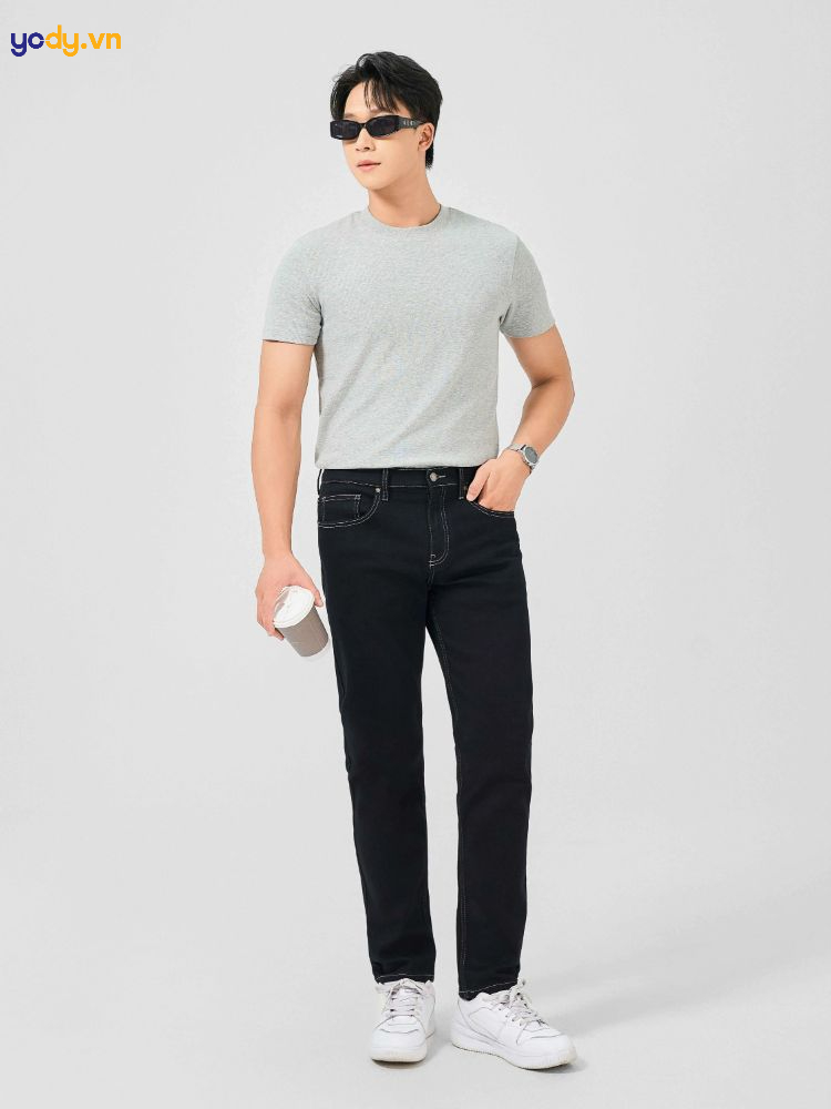 cách phối đồ với quần bò đen