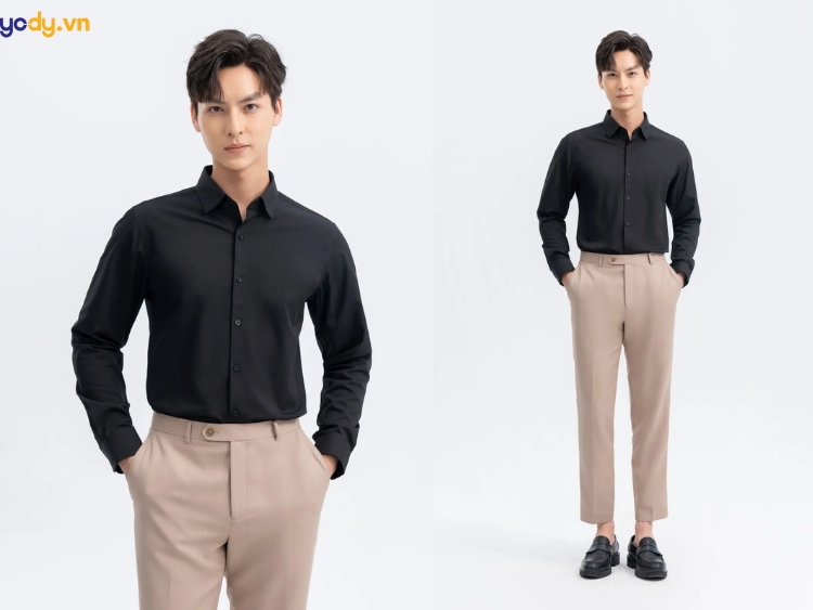quần tây nâu phối với áo màu gì