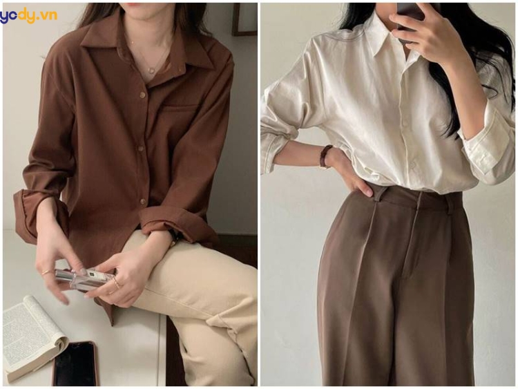 quần tây nâu phối với áo màu gì