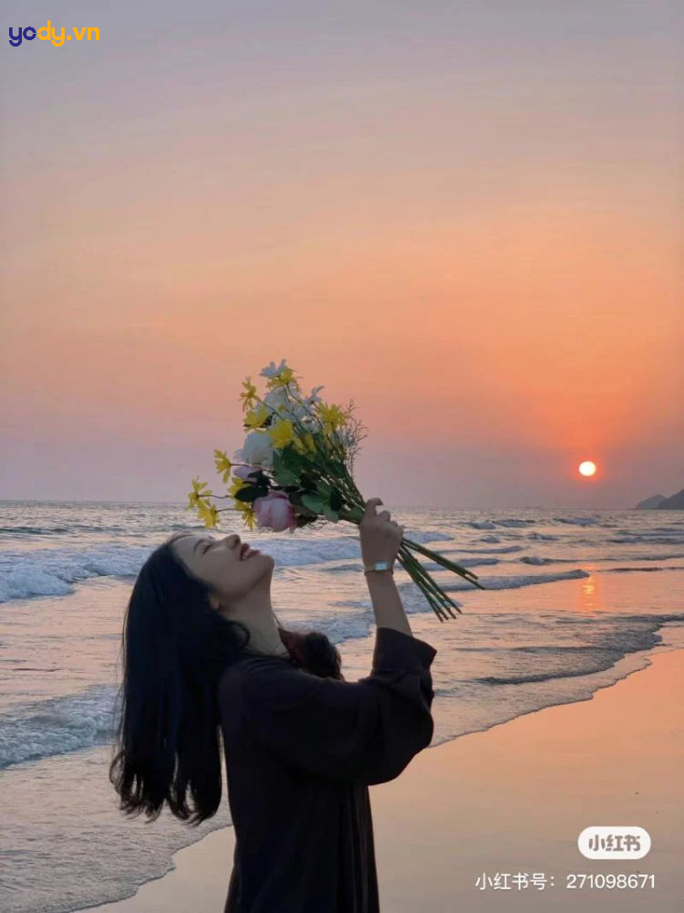 tạo dáng chụp ảnh hoàng hôn